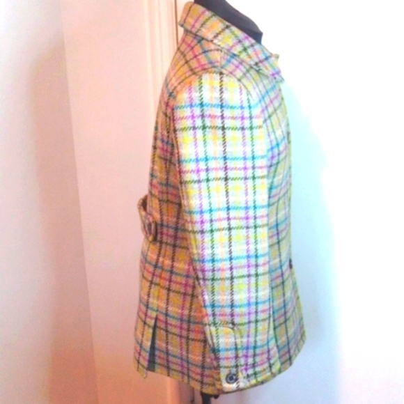 Coach 1941 Colorful Checked Wool Tattersall Pea Coat Size M - Picture 3 of 8